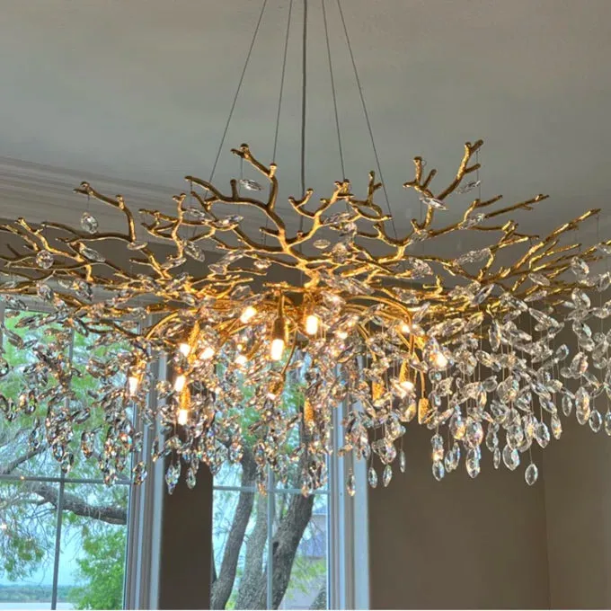 Affordable New French Style Branch Crystal Chandelier Crystal Leaves Ceiling Light Fixture