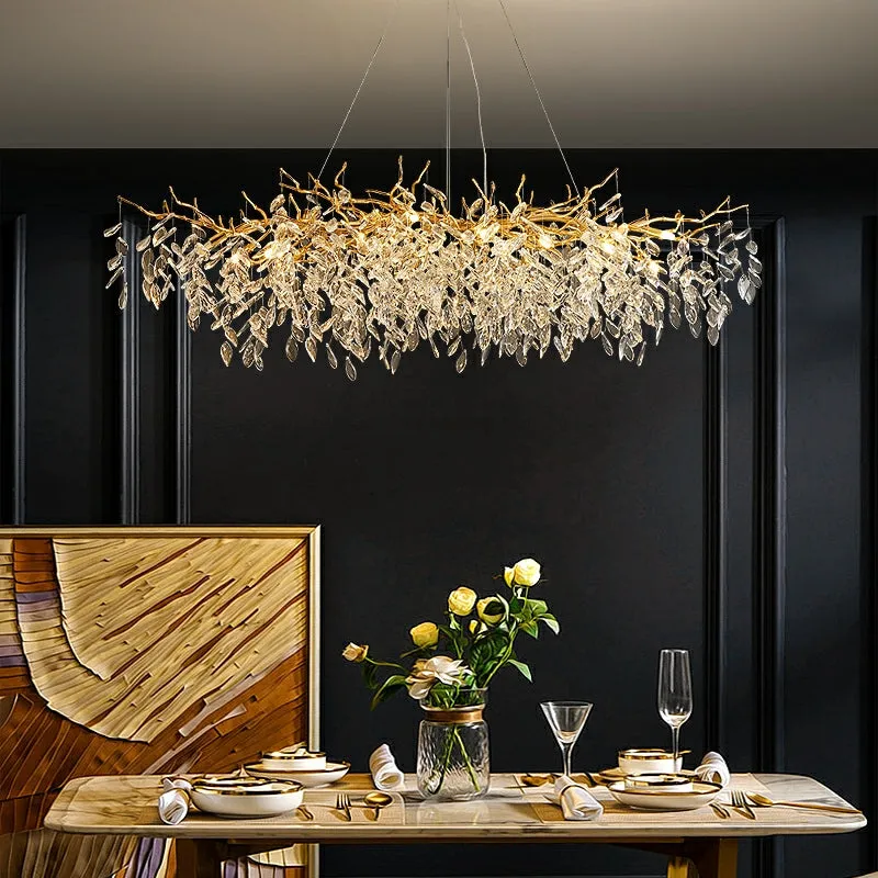 Affordable New French Style Branch Crystal Chandelier Crystal Leaves Ceiling Light Fixture