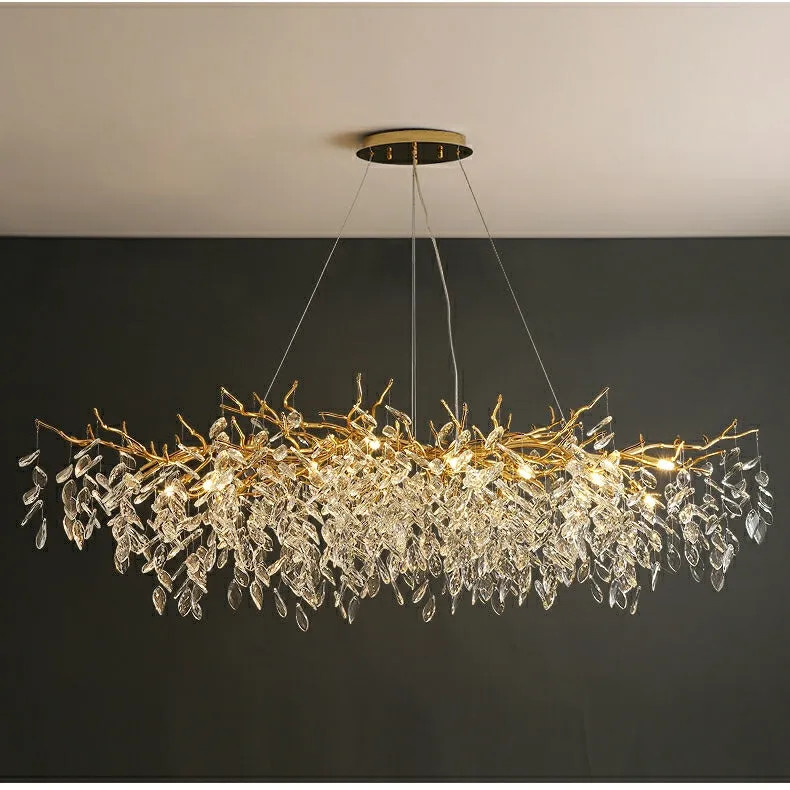 Affordable New French Style Branch Crystal Chandelier Crystal Leaves Ceiling Light Fixture