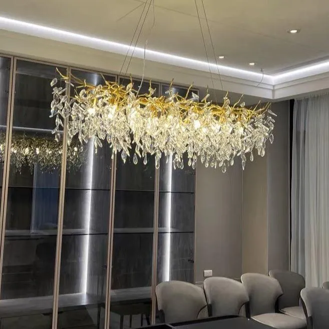 Affordable New French Style Branch Crystal Chandelier Crystal Leaves Ceiling Light Fixture