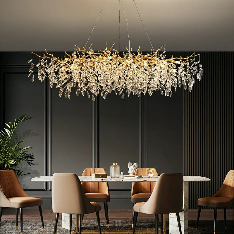 Affordable New French Style Branch Crystal Chandelier Crystal Leaves Ceiling Light Fixture