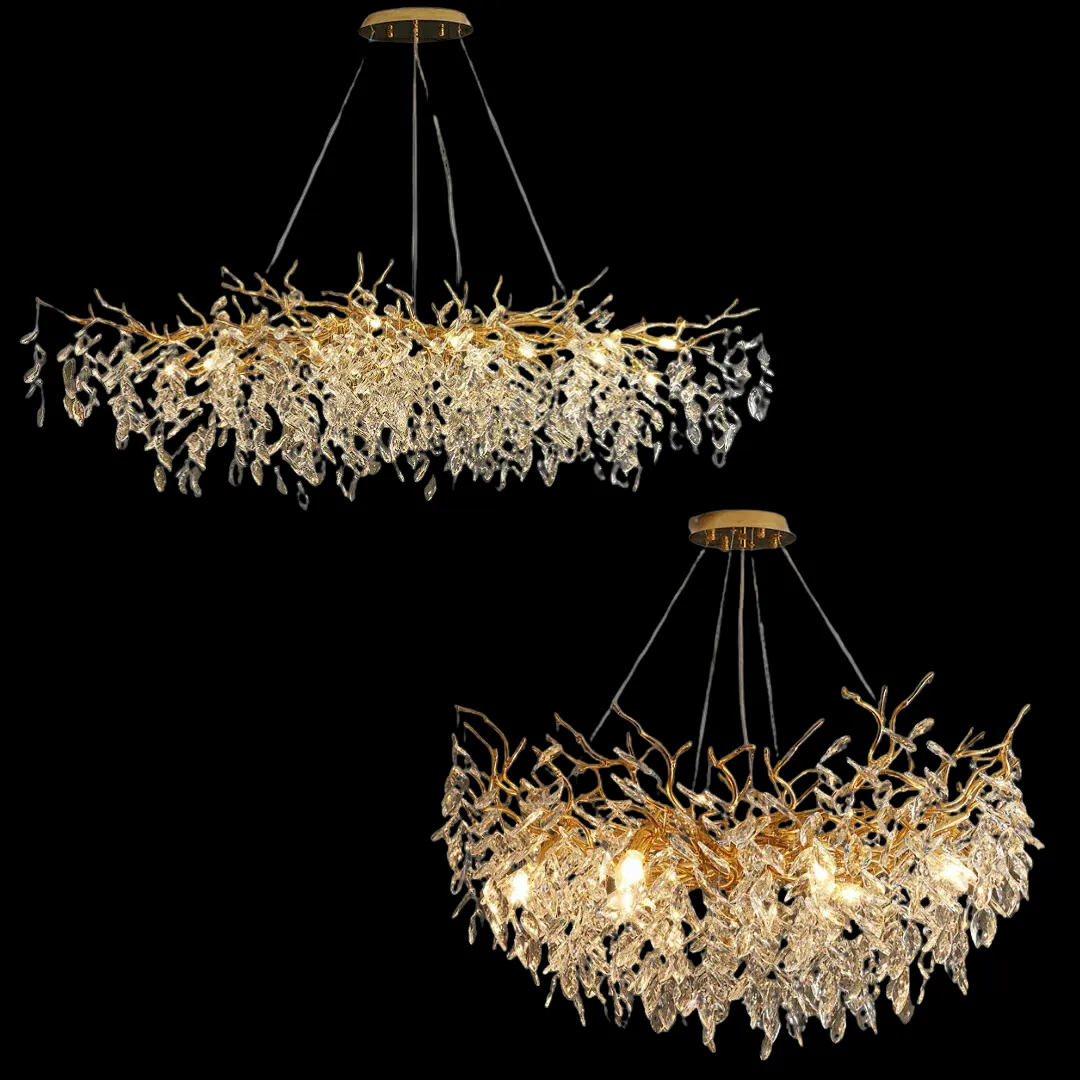 Affordable New French Style Branch Crystal Chandelier Crystal Leaves Ceiling Light Fixture