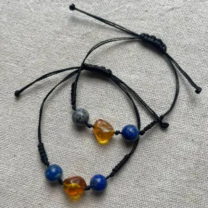 Amber & Lapis Cord Bracelet