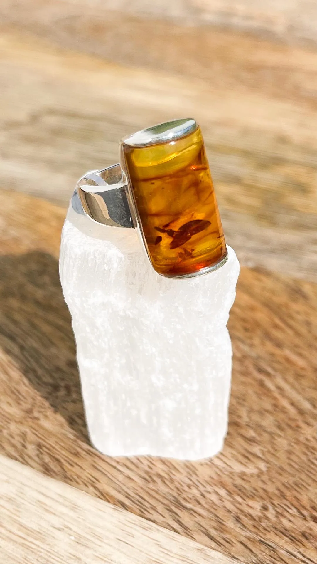 Amber Silver Ring