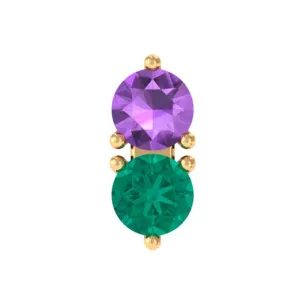 Amethyst and Emerald Two Stone Helix Earring