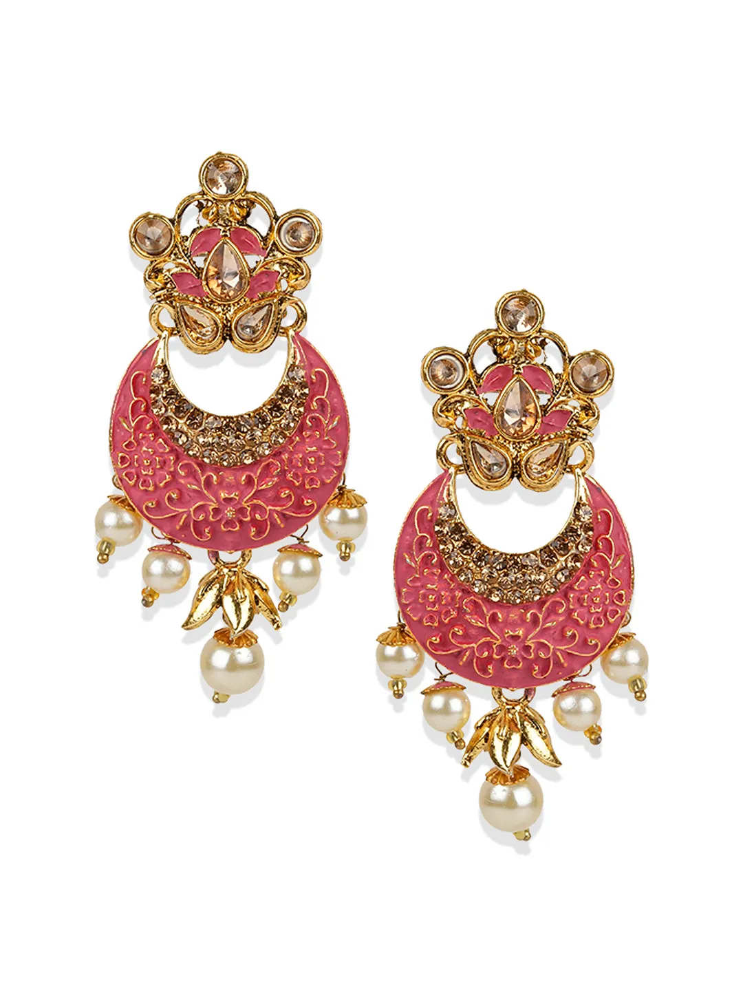 Antique Matte Gold Finish Meenakari Pearl Jewellery - Anikas Creation