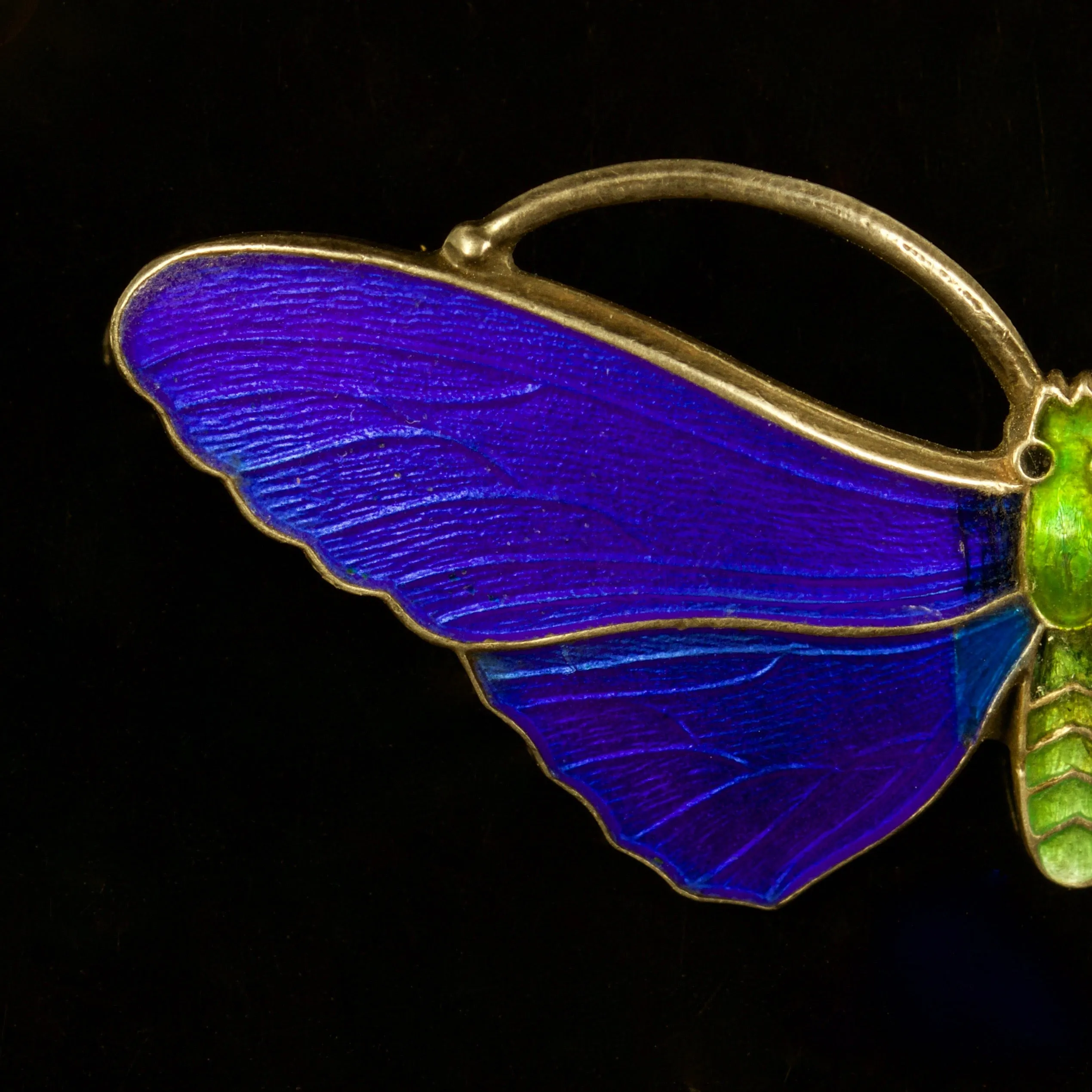 Antique Victorian Blue Enamel Butterfly Brooch Silver Circa 1900