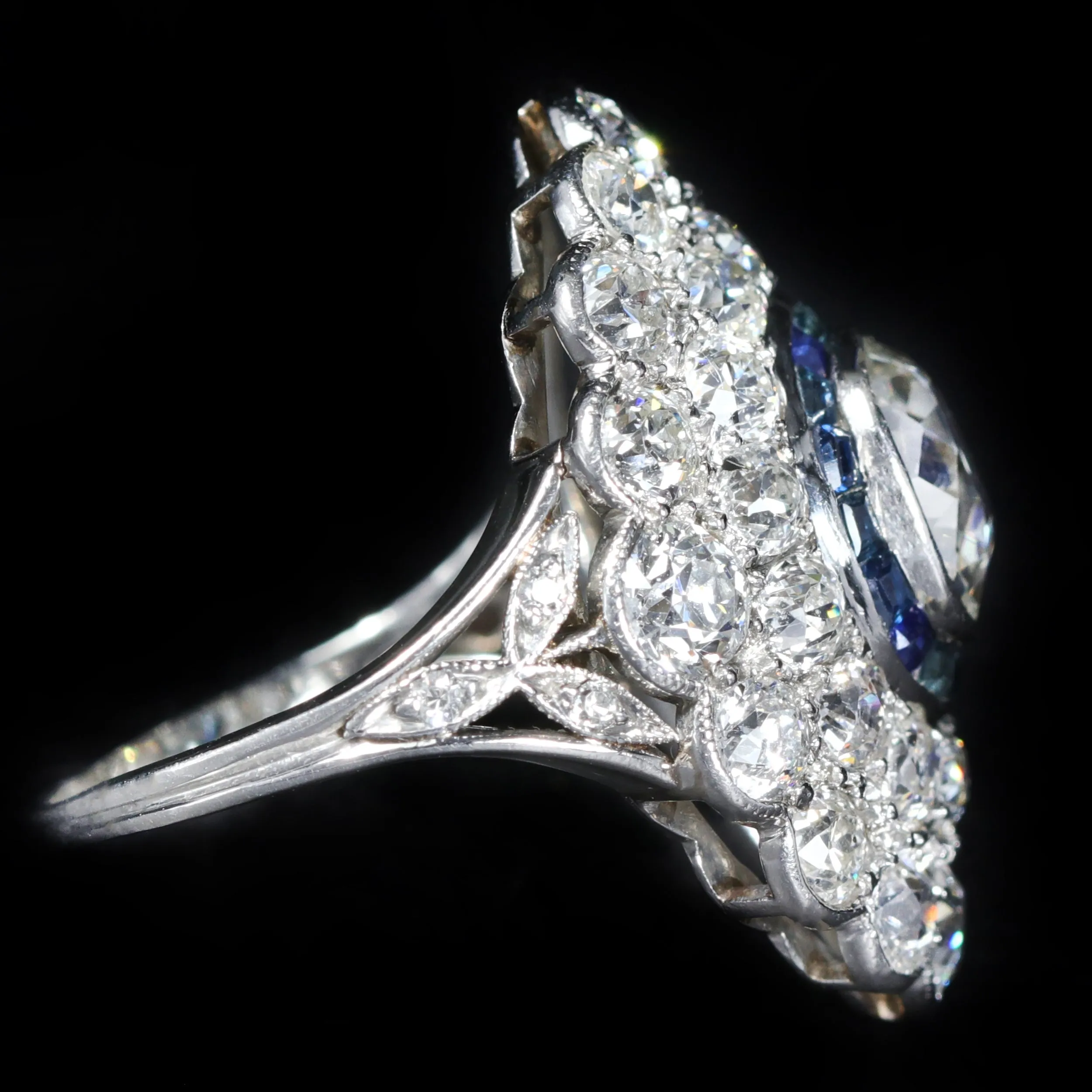 Art Deco 6.00 CTW Diamond and Sapphire Ring