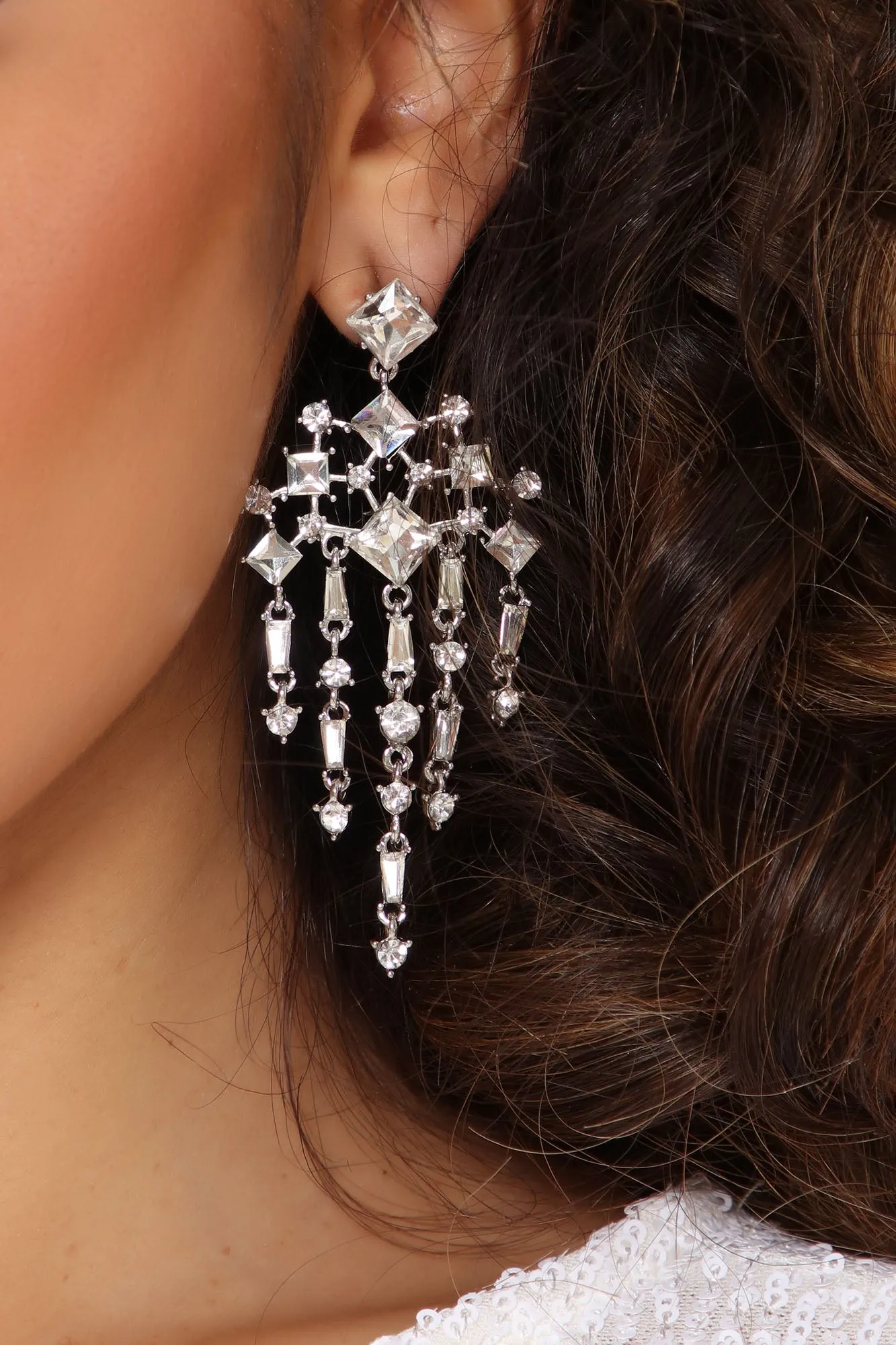 Attention Seeking Chandelier Earrings  - Silver