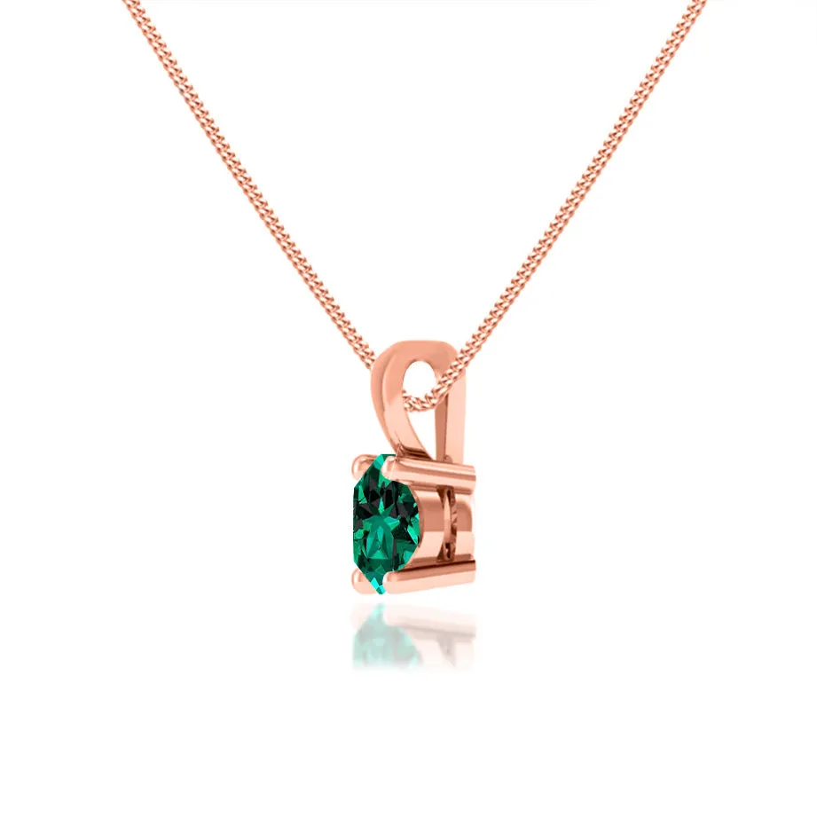 AURORA - Round Emerald 18k Rose Gold Solitaire Pendant