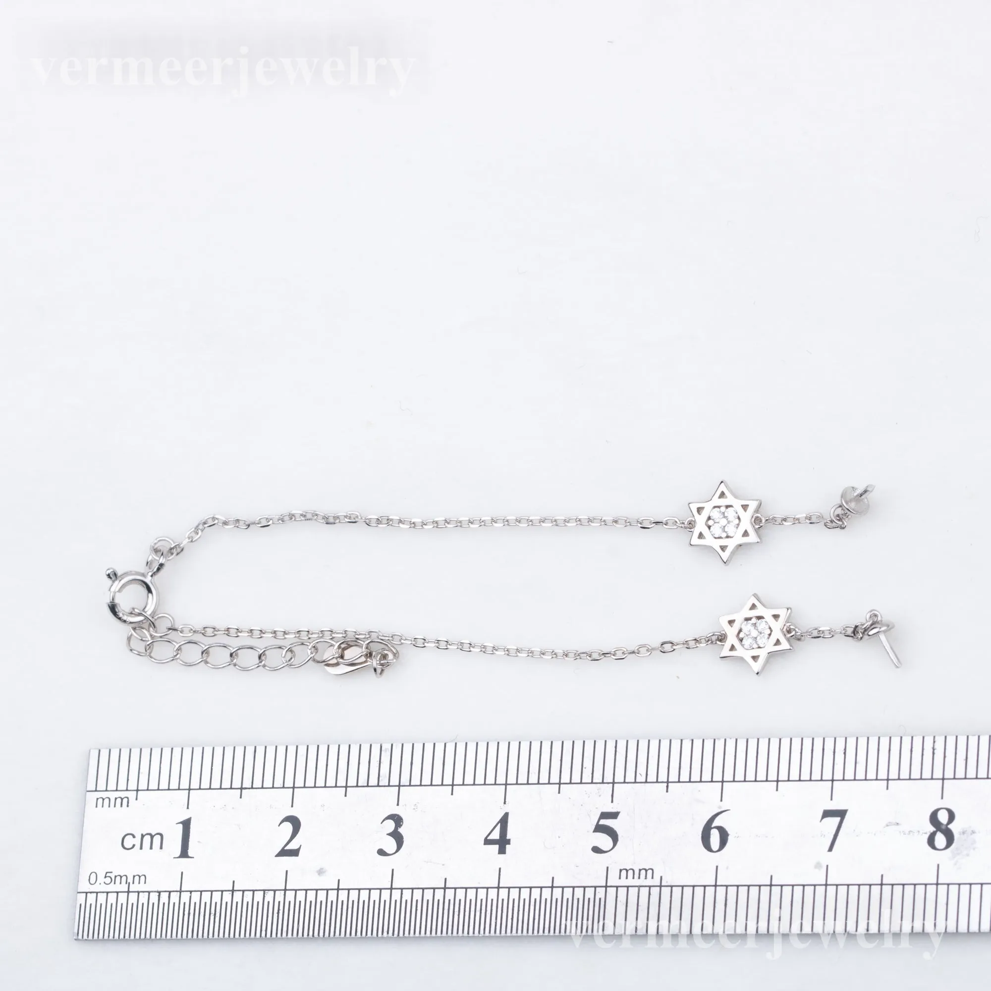 b010209  DIY 7-8mm Natural Freshwater pearl bracelet accessory 925 sterling silver adjustable chain bracelet for women