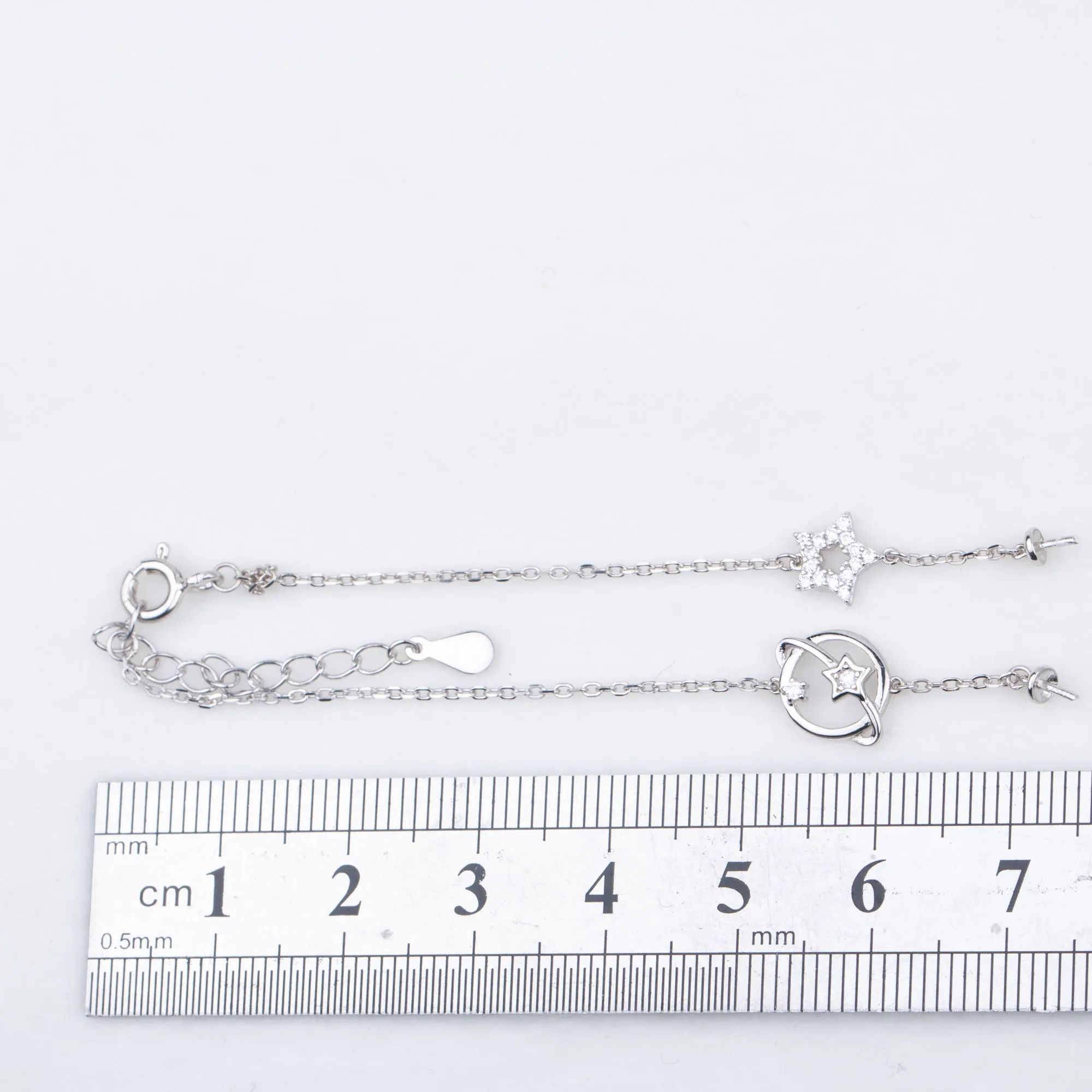 b010210  DIY 7-8mm Natural Freshwater pearl bracelet accessory 925 sterling silver adjustable chain bracelet for women