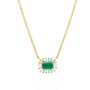 BAGUETTE DIAMOND AND EMERALD NECKLACE