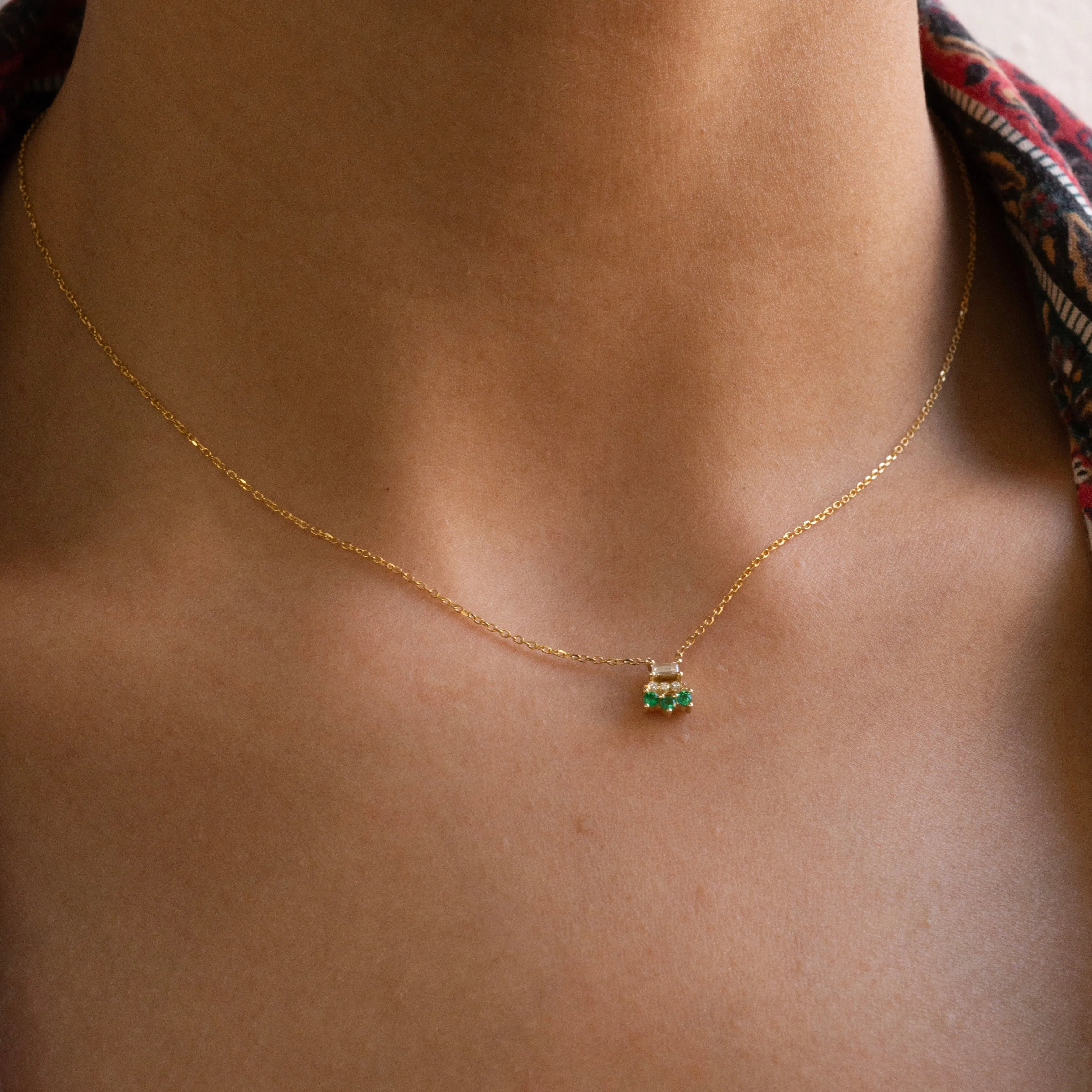 Baguette Emerald Lace Necklace (ready to ship option)*