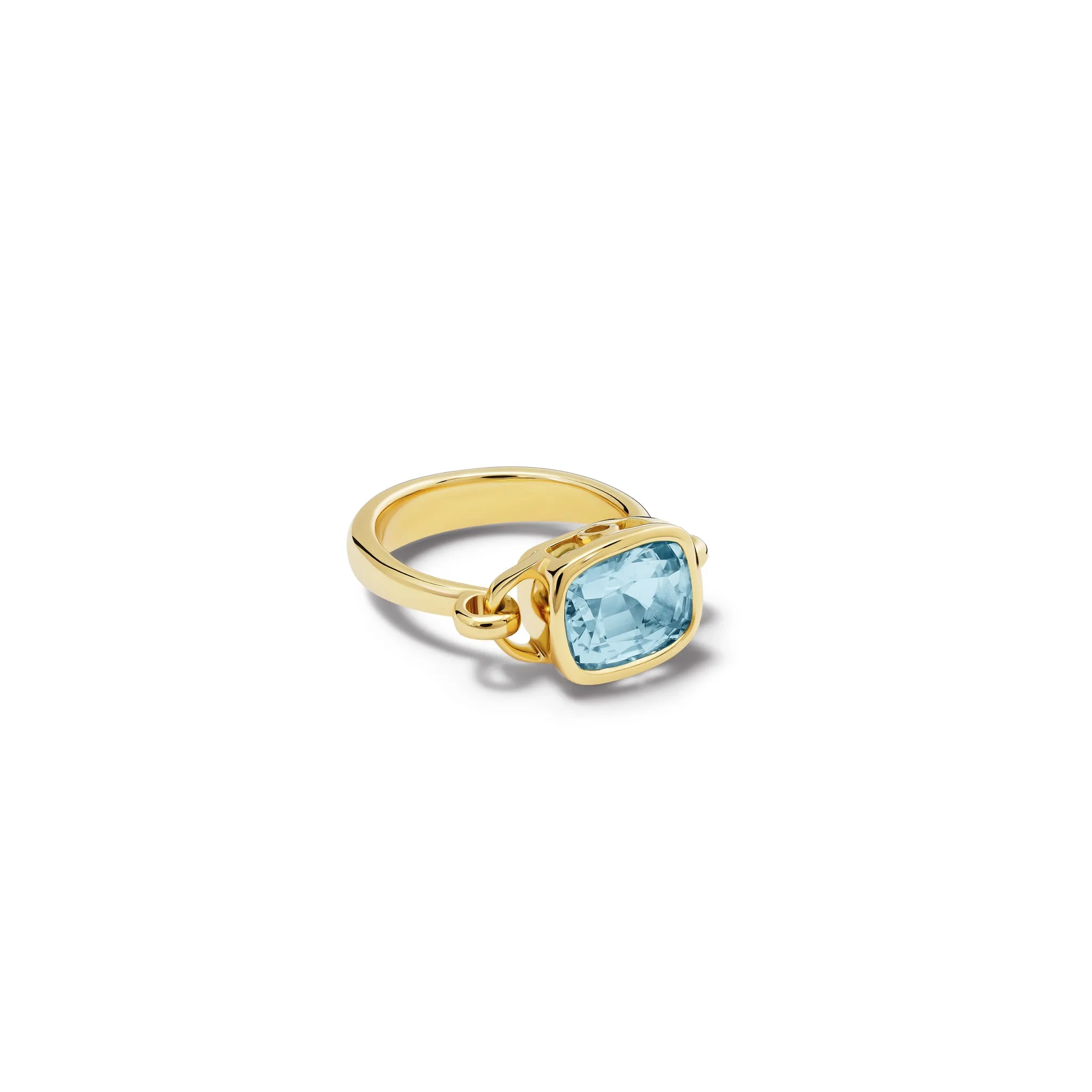 Baguette Ring 18ct Yellow Gold - Facetted Aquamarine