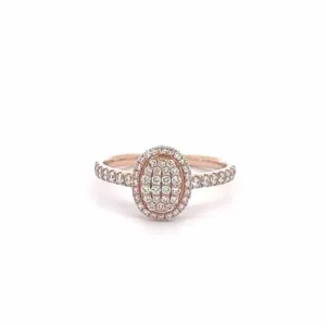 Baikalla 14k Rose Gold Oval Diamond Cluster Engagement Ring