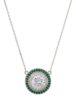 Balmoral Pendant Necklace Emerald Green Cz Silver