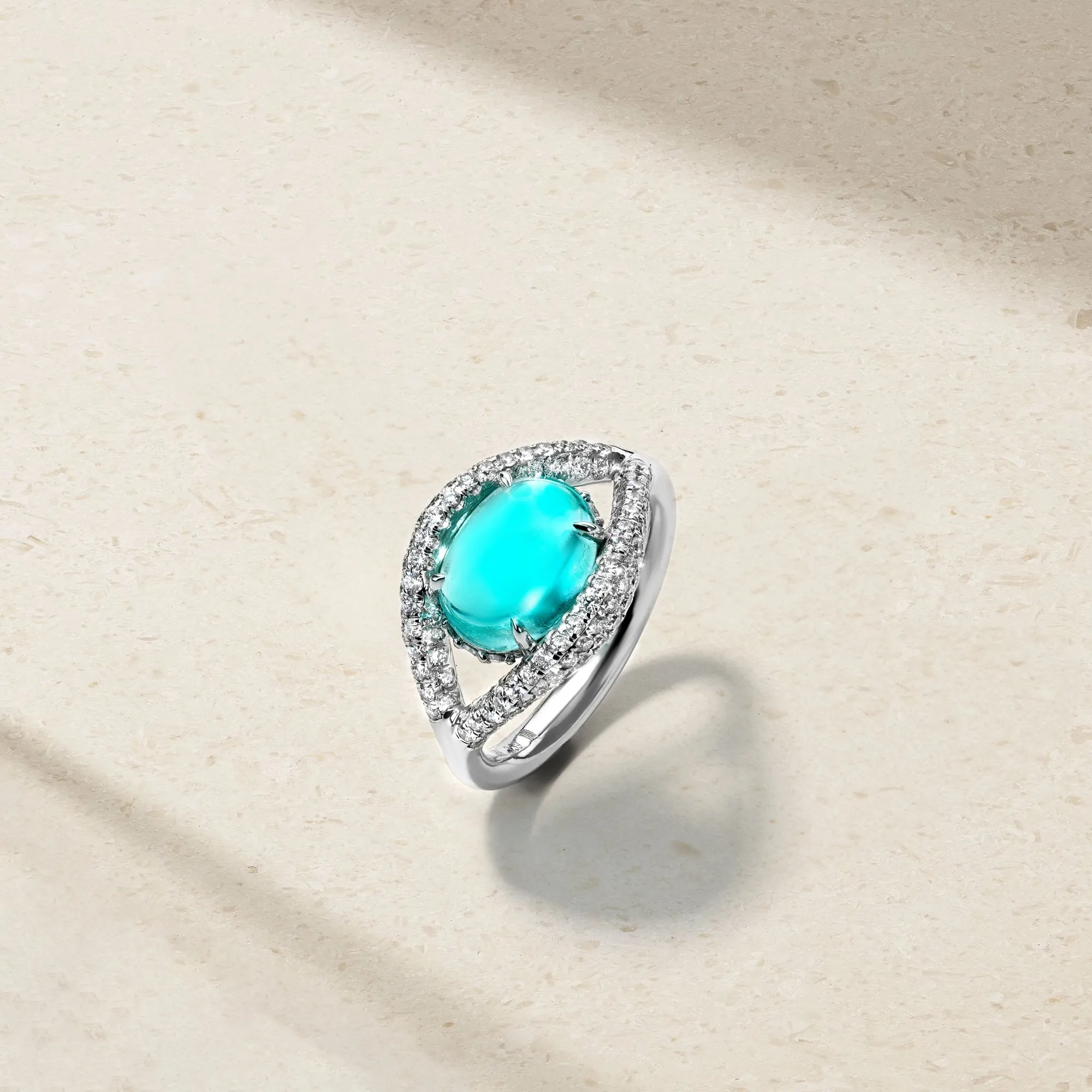 Bedazzled Evil Eye Paraiba and Diamond Ring