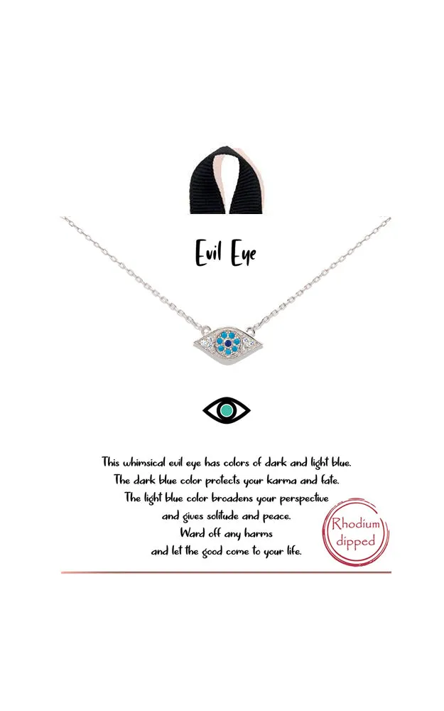 BJNA008RHTUQ Rhodium Evil Eye Natural Opal Pendant Necklace