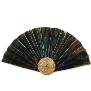 Black/Green/Mauve Fan Brooch