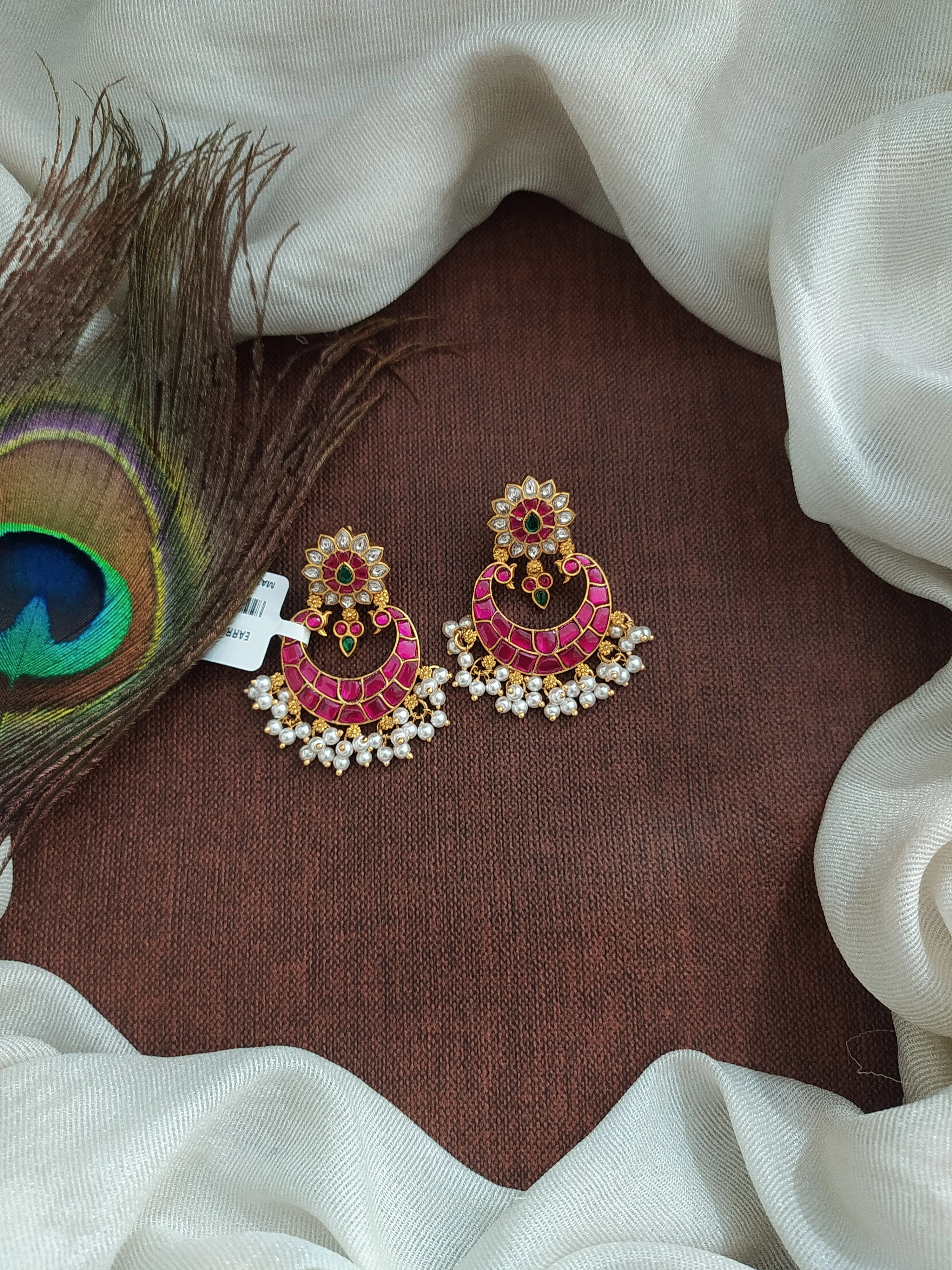 Blooming Floral Studded Chandbali Earrings