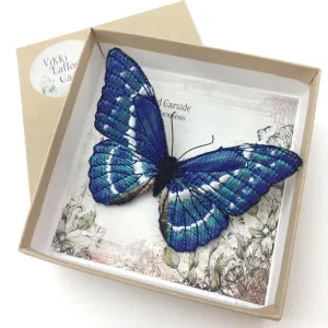 Blue Morpho Butterfly Brooch