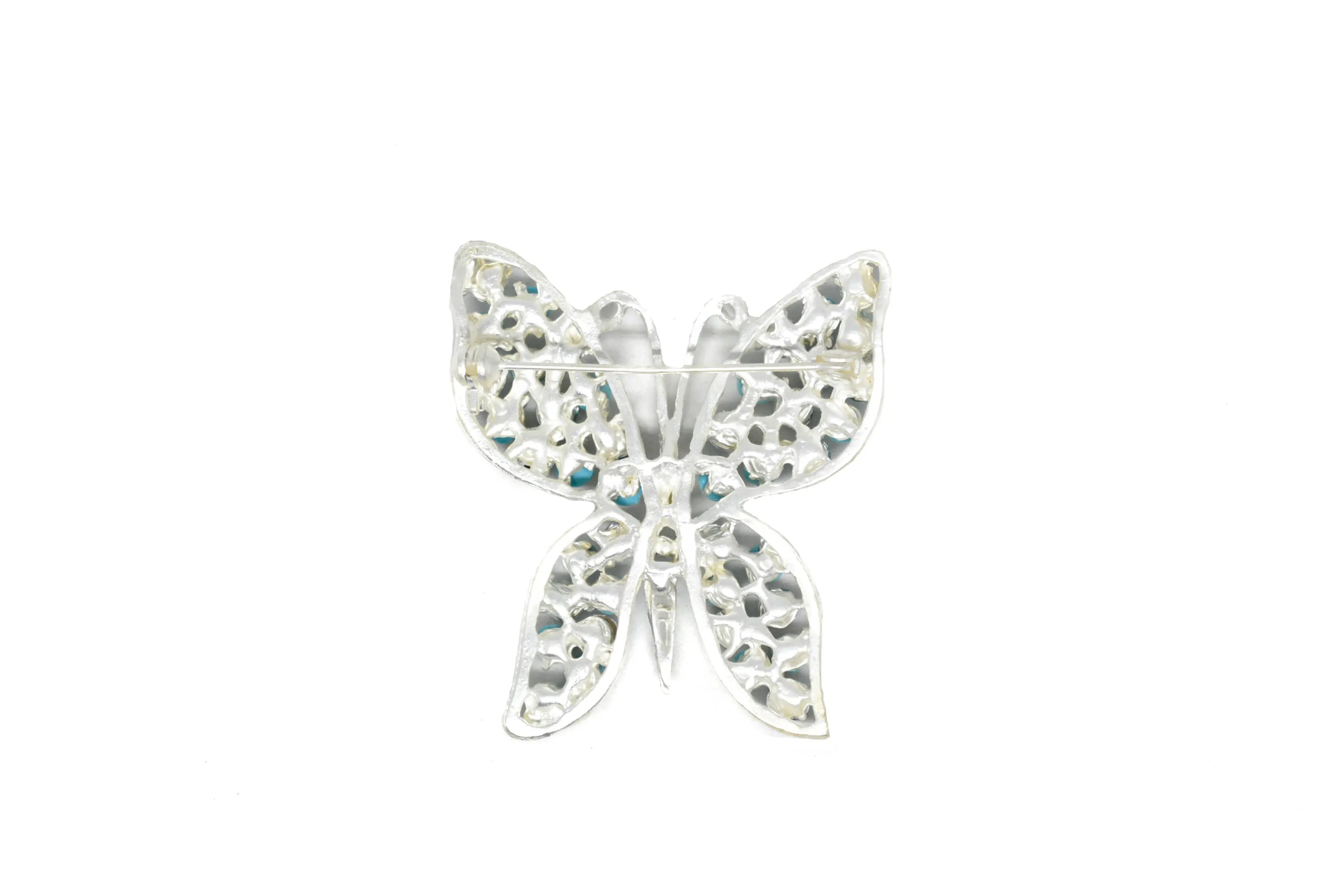 Blue Rhinestone Butterfly with Pin 2" x 1.75" - 1 Piece