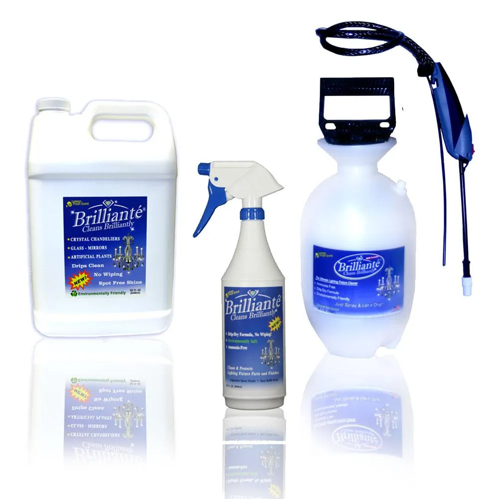 Brilliante Crystal Cleaner Gallon Tank Sprayer   1 Spray Bottle   1 Gallon Refill Bottle