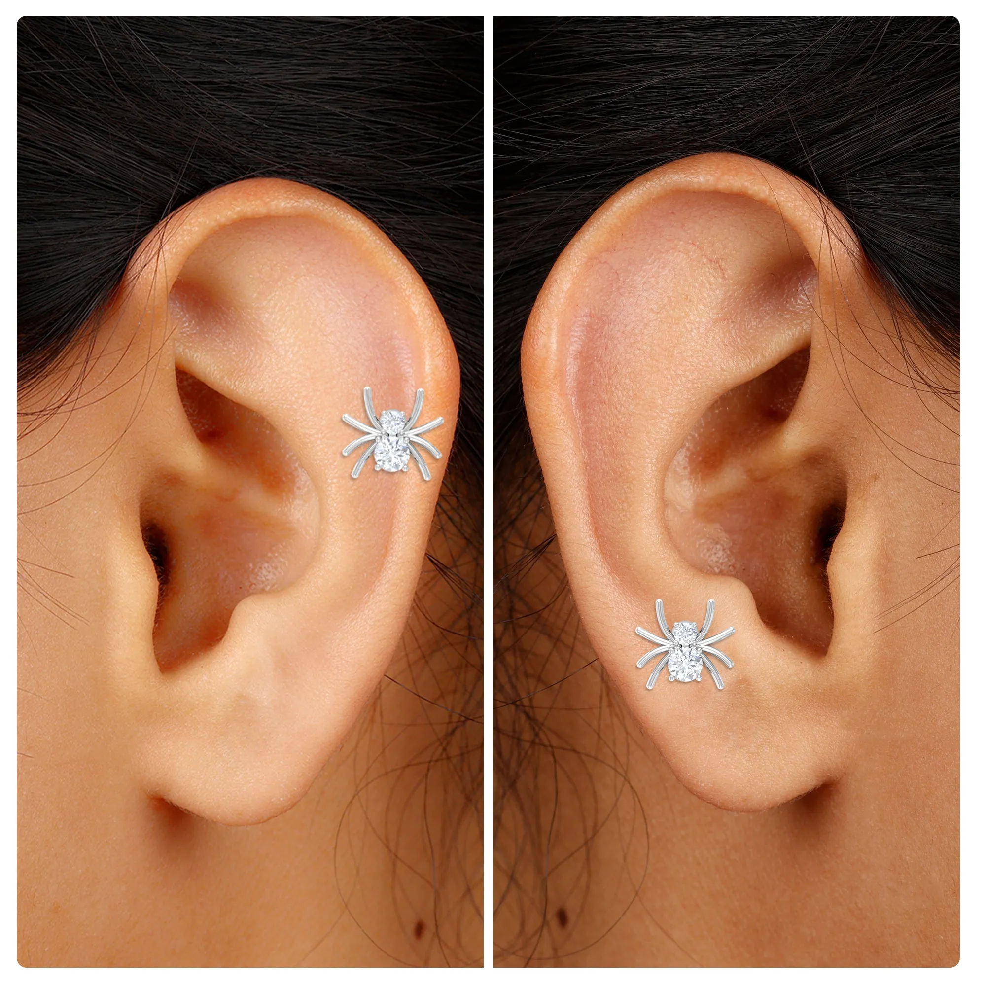 Certified Moissanite Cute Spider Helix Earring