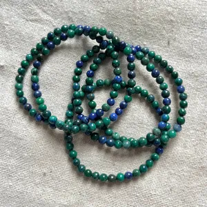 Chrysocolla Lapis Lazuli 4mm Beaded Bracelet - Harmony