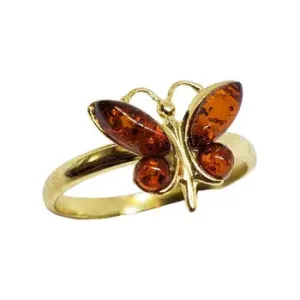 Citrine Amber Butterfly Ring