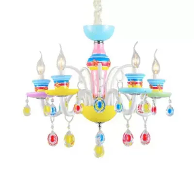 Colorful Glass Pendant Light: Modern Candle Chandelier for Kindergarten