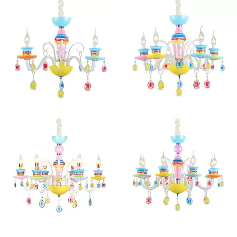 Colorful Glass Pendant Light: Modern Candle Chandelier for Kindergarten