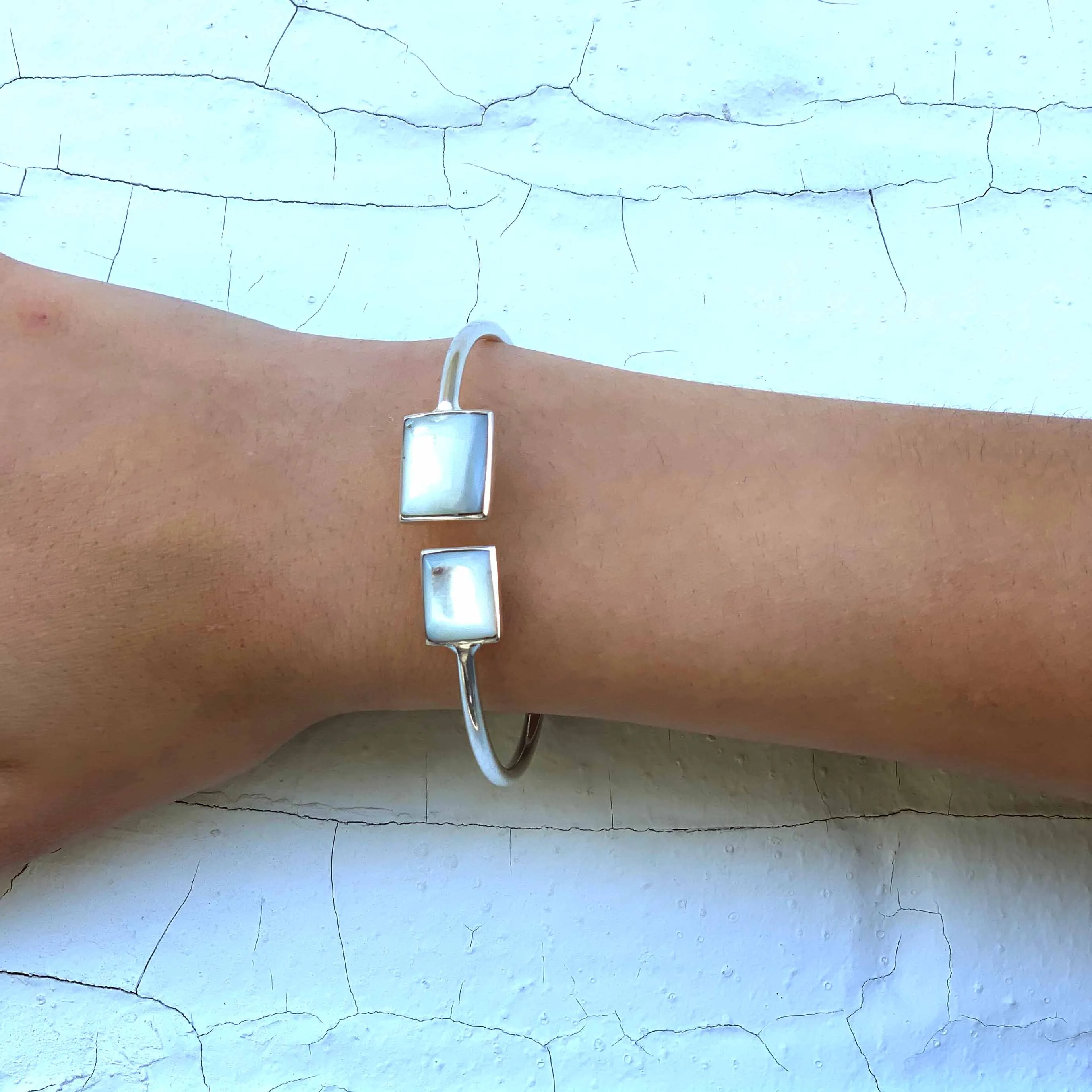 Cuff Bracelet Mother of Pearl Square