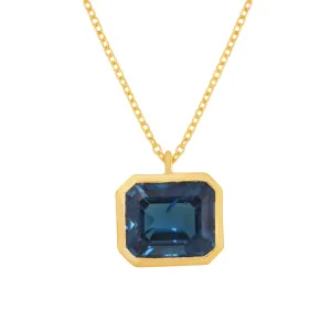 Dainty Blue Topaz Solitaire Chain Necklace