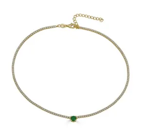 Dainty Gold Emerald Necklace