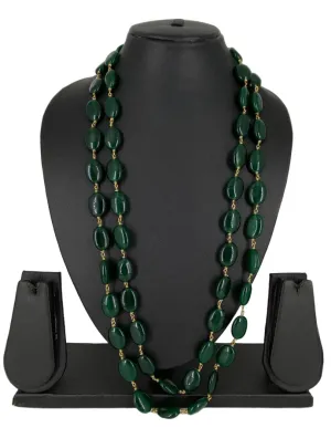 Designer Semi Precious Double Layered Green Jade Beaded Necklace