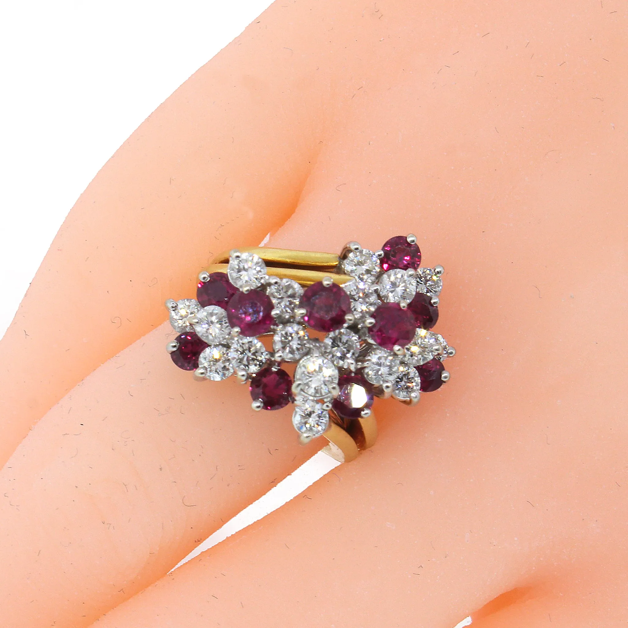 Diamond & Ruby Cocktail Ring in 18K Gold