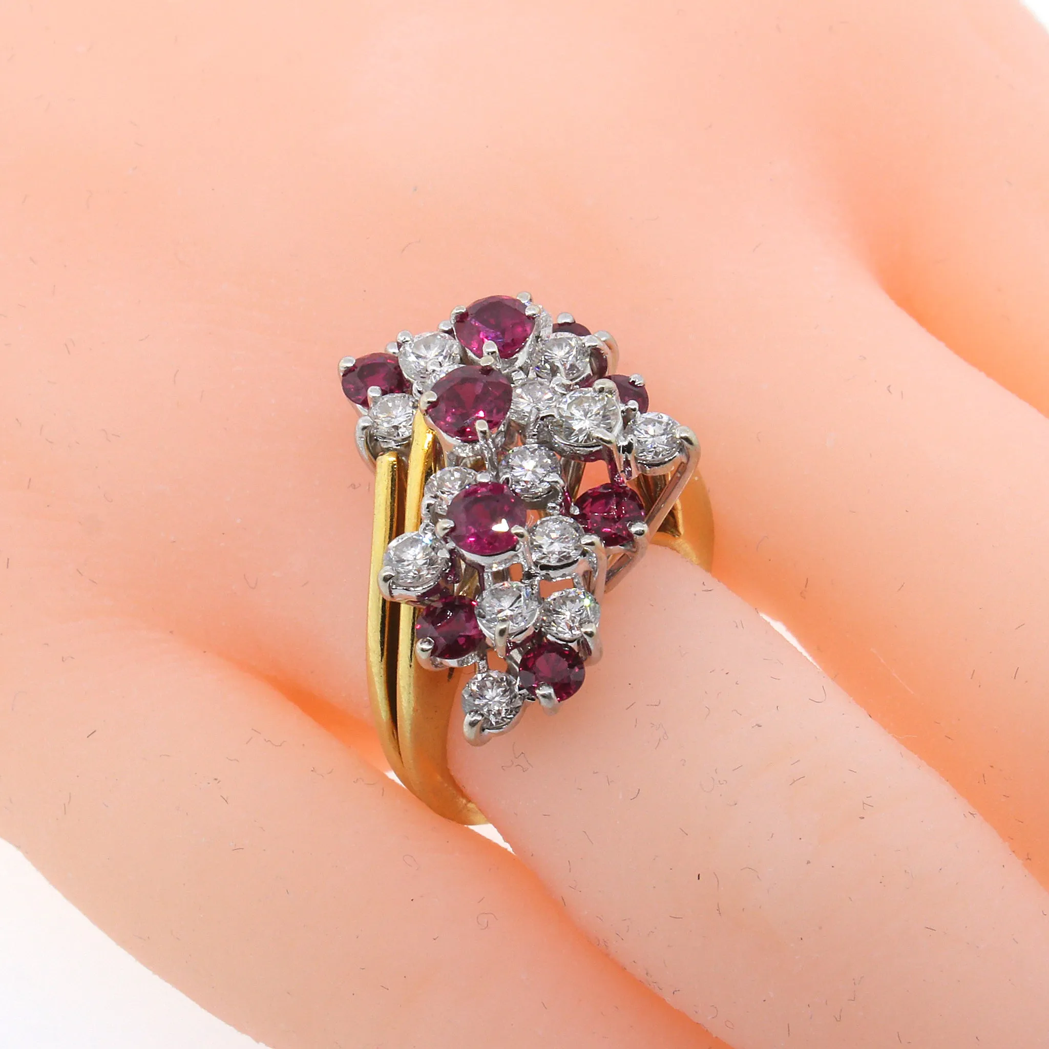 Diamond & Ruby Cocktail Ring in 18K Gold