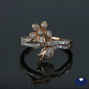 Diamond Floral Shaped Ring In 14K Rose Gold