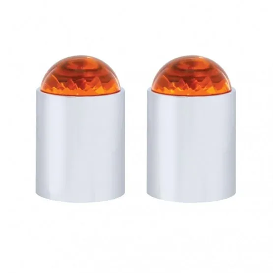 Dome Lens Bumper Guide Top w/ Chrome Base - Amber (2 Pack)