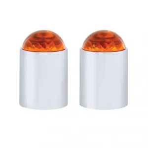 Dome Lens Bumper Guide Top w/ Chrome Base - Amber (2 Pack)