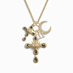 Double Cross Charm Necklace