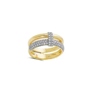 Double Row Pave Diamond T Ring