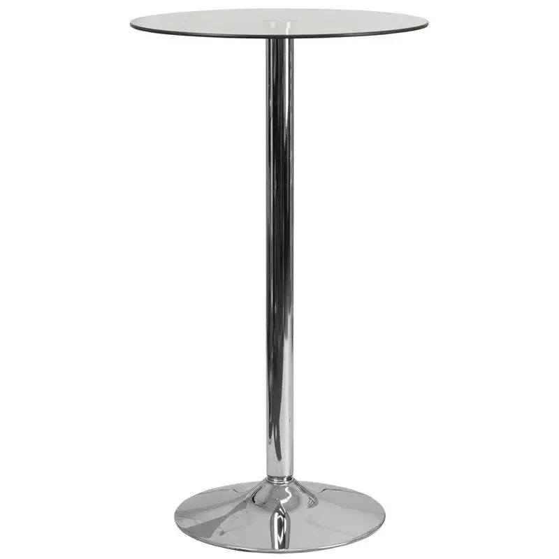 Dyersburg 23.75'' Round Glass Table w/41.75''H Chrome Base