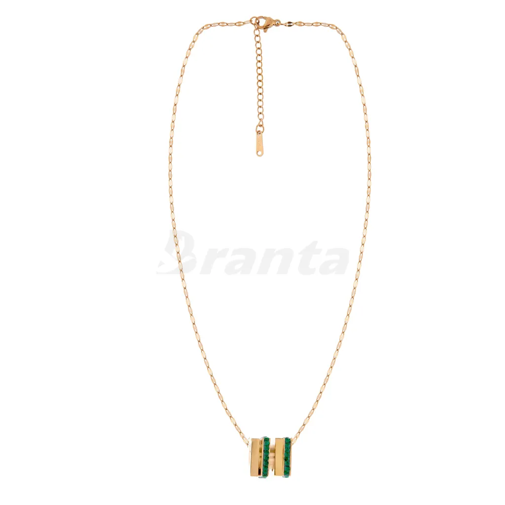 Emerald Brilliance Pendant Rose Gold Necklace For Women