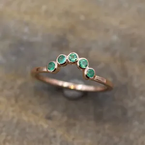 Emerald Half Moon Rose Gold Ring - Emerald Bezel Ring - Wraparound Ring