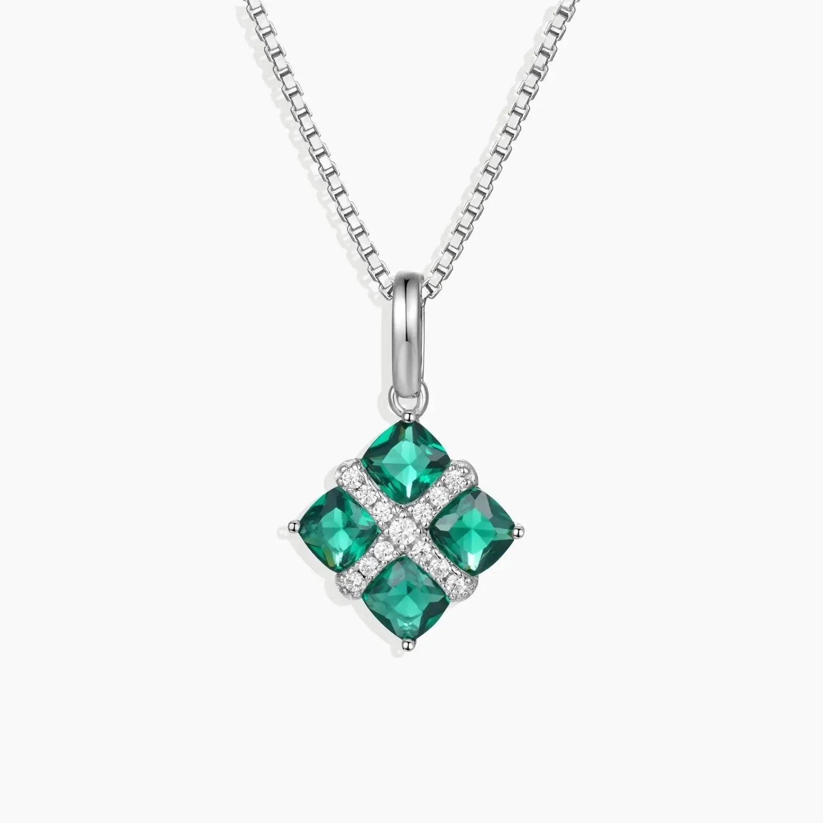 Emerald Infanta Charm Necklace in Sterling Silver