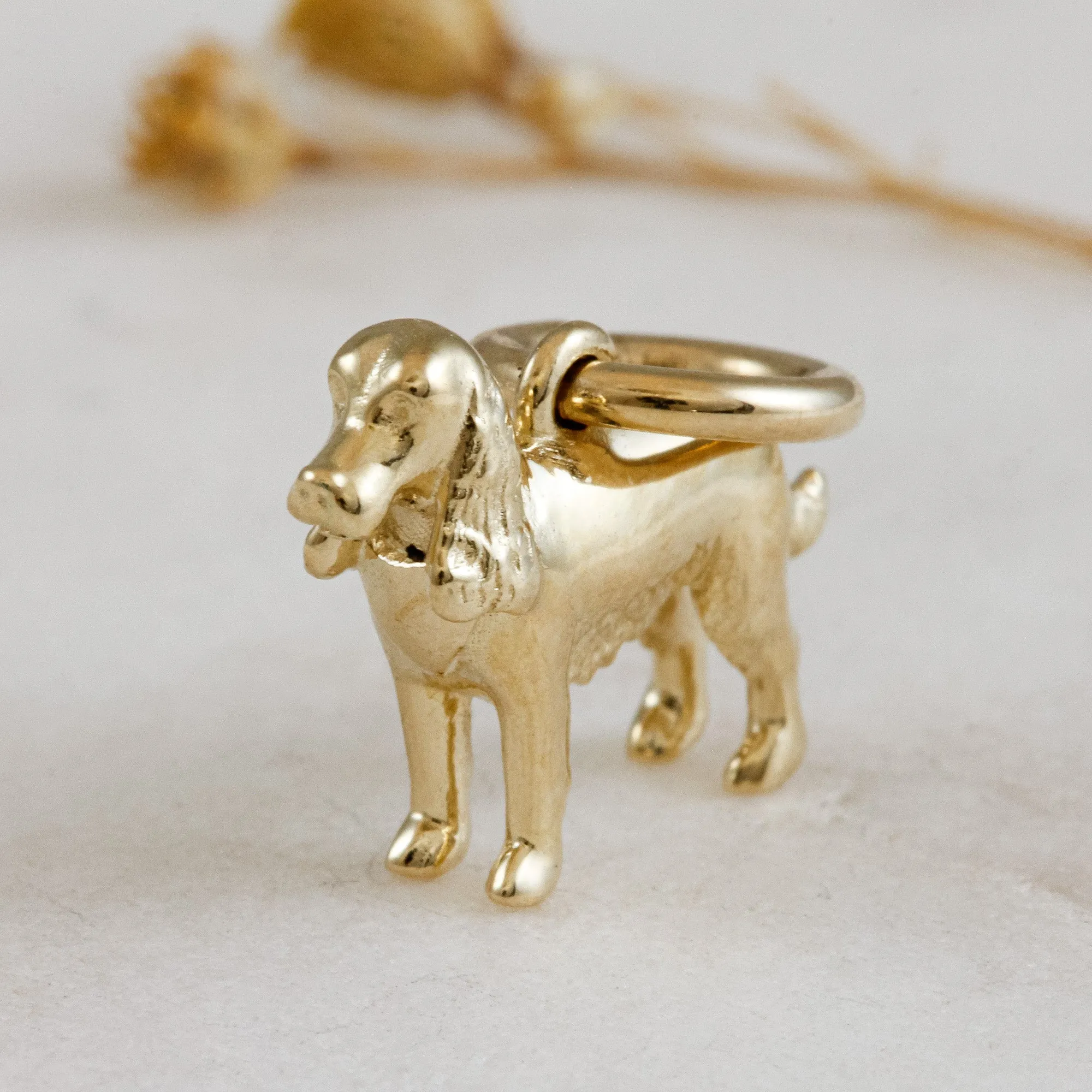 English Cocker Spaniel Solid Gold Dog Charm