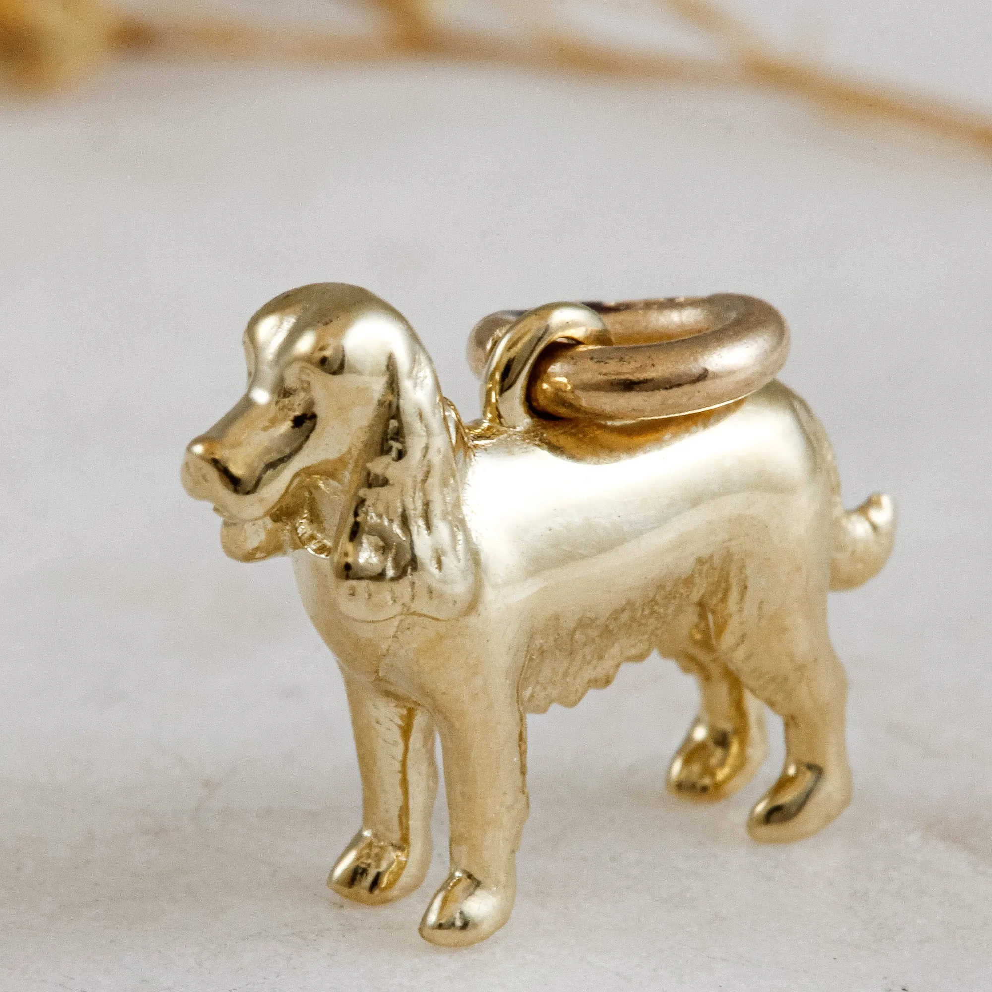 English Cocker Spaniel Solid Gold Dog Charm